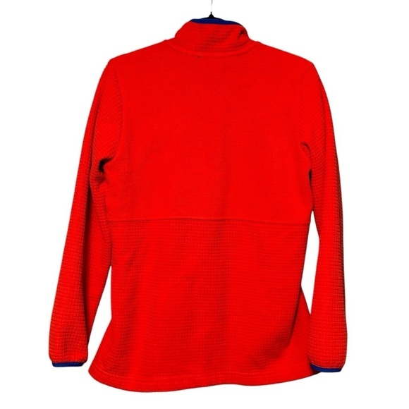LANDS’ END Breathable Grid Fleece Full-Zip Orange Blue Jacket Size Medium - Picture 10 of 12